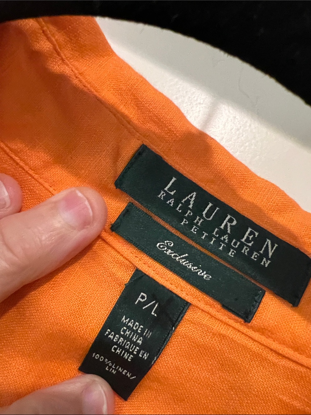 Lauren Ralph Lauren Orange Linen Button-Front Petite Top - Picture 2 of 3